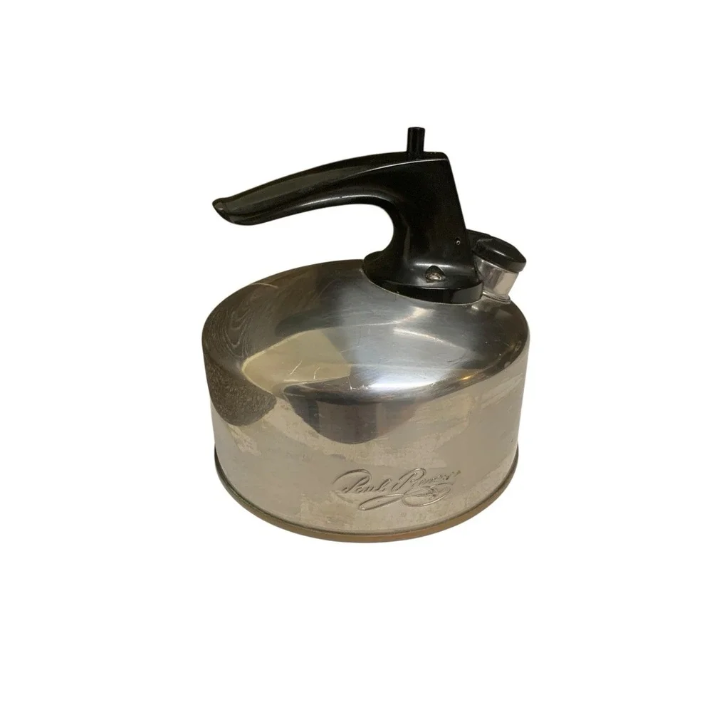 Vtg Paul Revere Ware Copper Bottom Whistling Tea Kettle 1 Quart